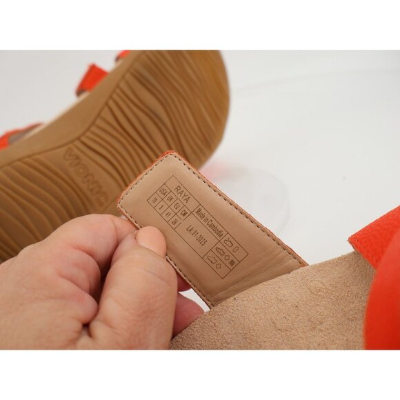 Vionic Raya Sandals Womens 10 Orange Leather Wedge Orthotic Adjustable - Picture 9 of 11
